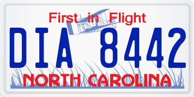 NC license plate DIA8442