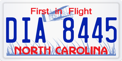 NC license plate DIA8445