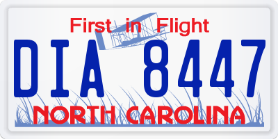 NC license plate DIA8447