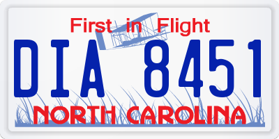 NC license plate DIA8451