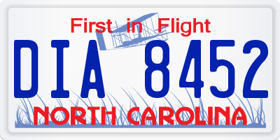 NC license plate DIA8452
