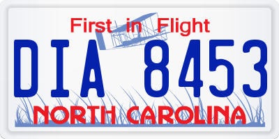 NC license plate DIA8453