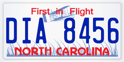 NC license plate DIA8456