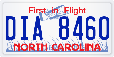NC license plate DIA8460