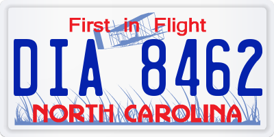 NC license plate DIA8462