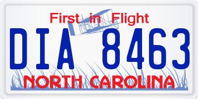 NC license plate DIA8463