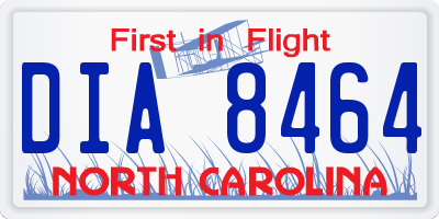 NC license plate DIA8464