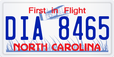 NC license plate DIA8465