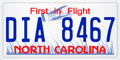 NC license plate DIA8467