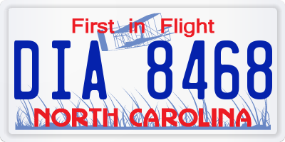 NC license plate DIA8468