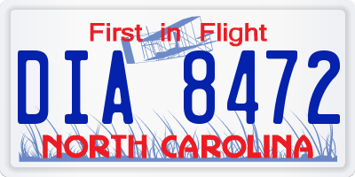 NC license plate DIA8472
