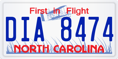NC license plate DIA8474