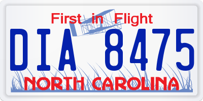 NC license plate DIA8475
