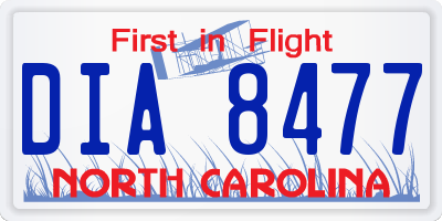 NC license plate DIA8477
