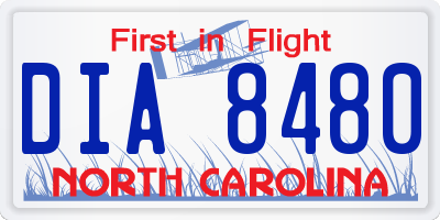 NC license plate DIA8480