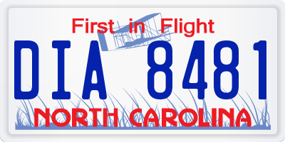 NC license plate DIA8481
