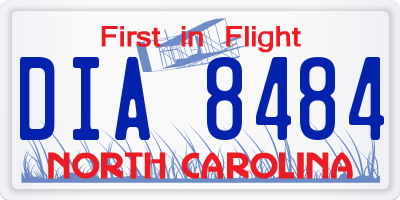 NC license plate DIA8484