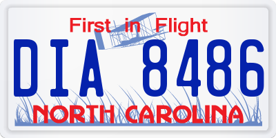 NC license plate DIA8486