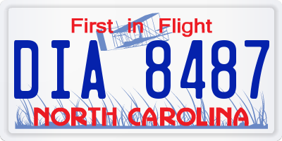 NC license plate DIA8487