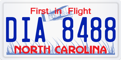 NC license plate DIA8488