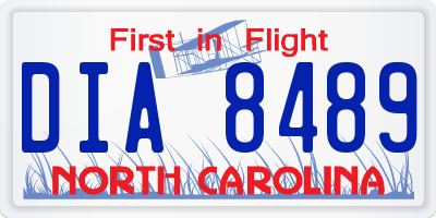 NC license plate DIA8489