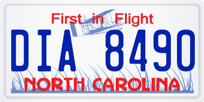 NC license plate DIA8490