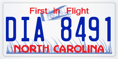 NC license plate DIA8491