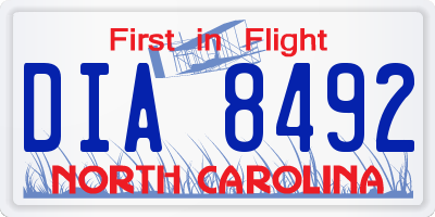 NC license plate DIA8492
