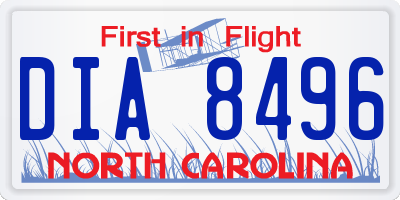 NC license plate DIA8496