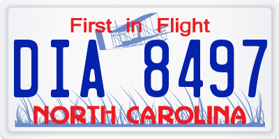 NC license plate DIA8497