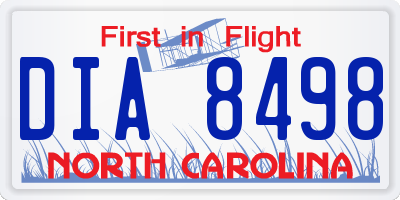 NC license plate DIA8498