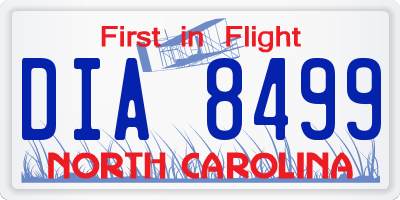 NC license plate DIA8499