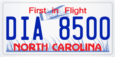 NC license plate DIA8500