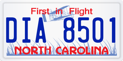 NC license plate DIA8501