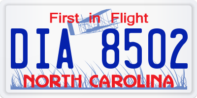 NC license plate DIA8502