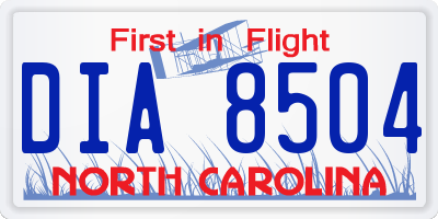 NC license plate DIA8504