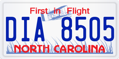 NC license plate DIA8505