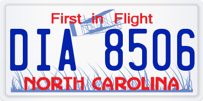 NC license plate DIA8506