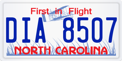 NC license plate DIA8507