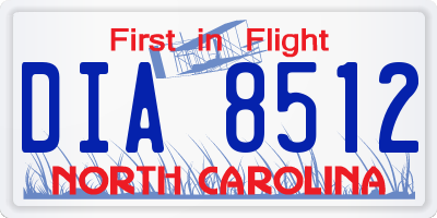 NC license plate DIA8512