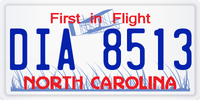 NC license plate DIA8513