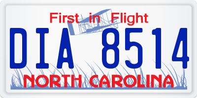 NC license plate DIA8514