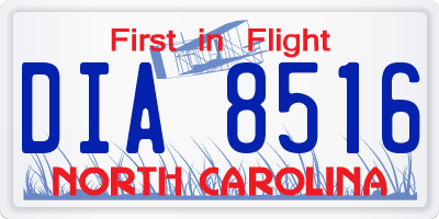 NC license plate DIA8516