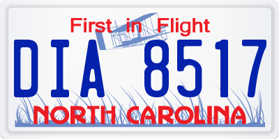 NC license plate DIA8517