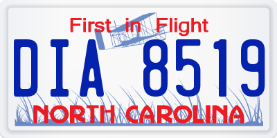NC license plate DIA8519