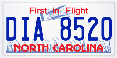 NC license plate DIA8520
