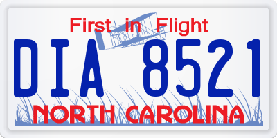NC license plate DIA8521