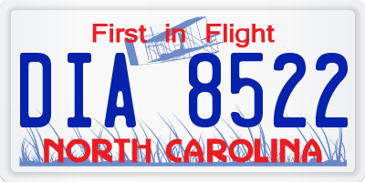 NC license plate DIA8522