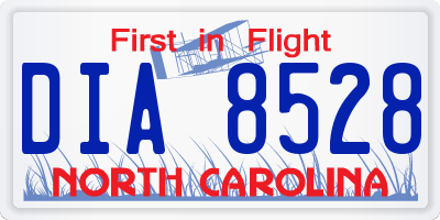 NC license plate DIA8528