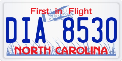 NC license plate DIA8530